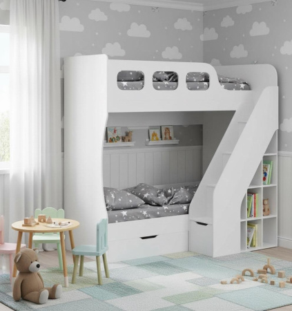 Кровать 2-х ярусная Умка-4 (дуб сонома+белый) 190х80  от Династия Kids
