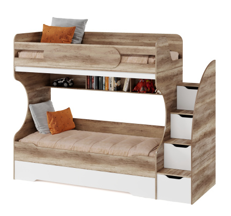 Кровать двухъярусная БИГ 90х200 с доп. спальным местом (цвета разные) от Династия Kids