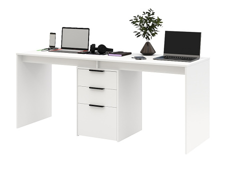 Стол для 2 детей Тандем 1800 мм (корпус дуб золотистый + фасады белые)  от Династия Kids