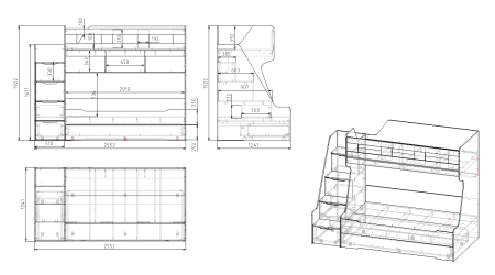 Кровать РУМ 120х200 с доп.спальным местом (корпус велюр + фасады белые)