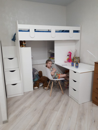 Комплект: Кровать-чердак Уют 180х80 цвет: белый (правый/левый) от Династия Kids