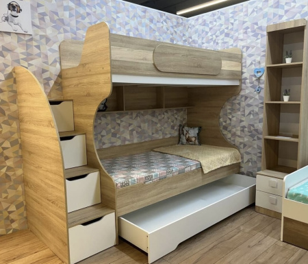 Кровать двухъярусная БИГ 90х200 с доп. спальным местом (цвета разные) от Династия Kids