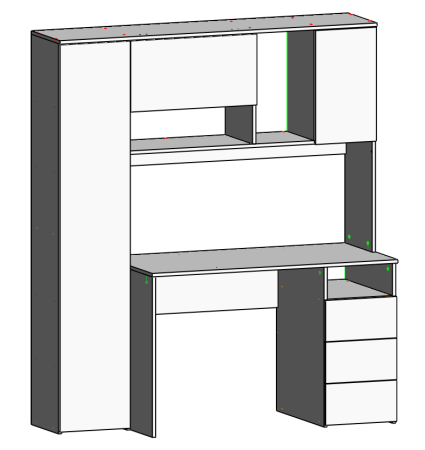 Стол Кабинет 1550 мм (корпус белый + фасады дуб золотистый). Левый/правый от Династия Kids