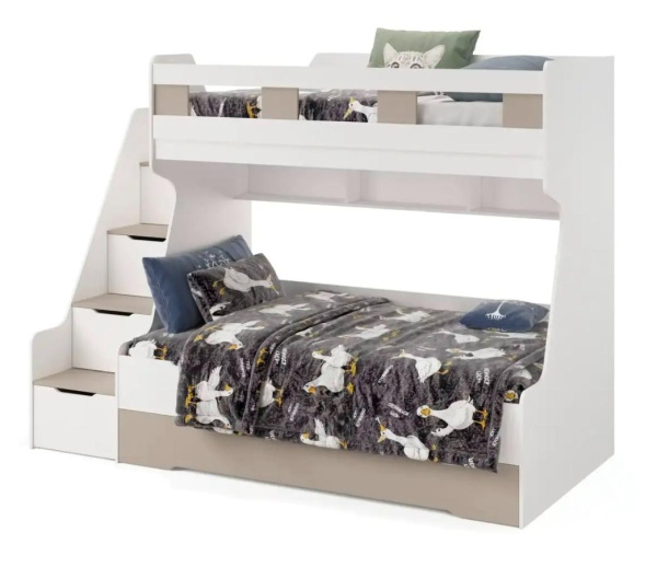 Кровать РУМ 120х200 с доп.спальным местом (корпус велюр + фасады белые)