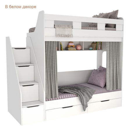 Двухъярусная кровать Твинс 190х90 (дуб сонома + белый) от Династия Kids