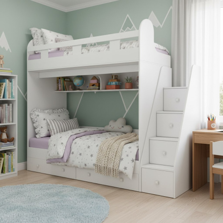 Двухъярусная кровать Юниор-2 (гаскон пайн) 190х80 от Династия Kids