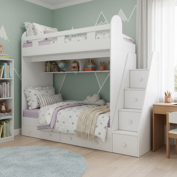 Двухъярусная кровать Юниор-2 (гаскон пайн) 190х80 от Династия Kids