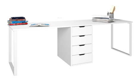 Стол Дуэт 2400 мм (белый + опоры белые). Столешница 22 мм от Династия Kids