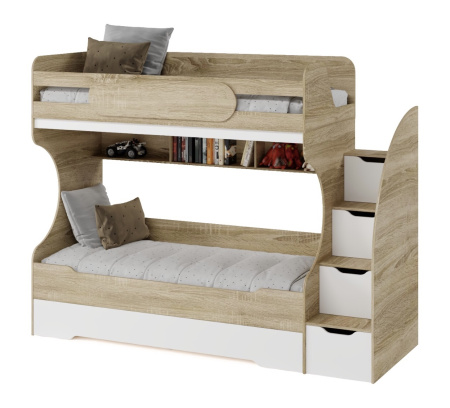 Кровать двухъярусная БИГ 90х200 с доп. спальным местом (цвета разные) от Династия Kids