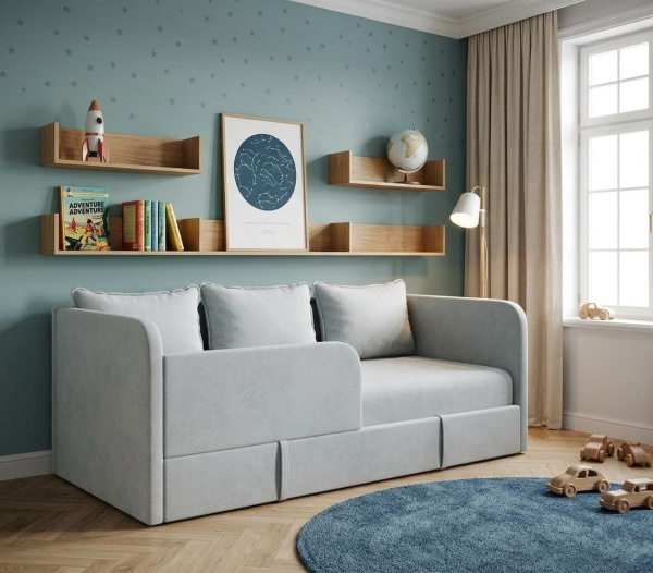 Диван-кровать Кэви (всё в комплекте). Велюр Velutto 49 (серый)