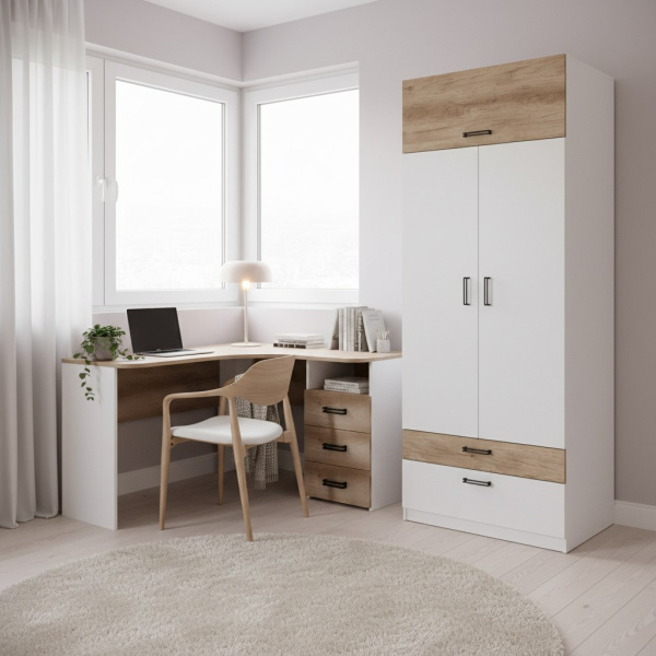 Шкаф гардеробный + стол с 3 ящиками коллекции Твой Стиль