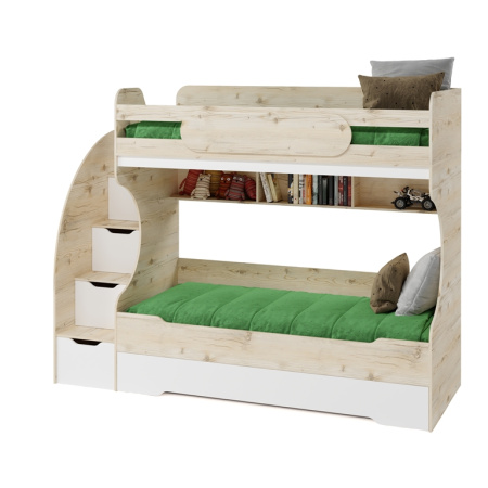 Кровать двухъярусная БИГ 90х200 с доп. спальным местом (цвета разные) от Династия Kids