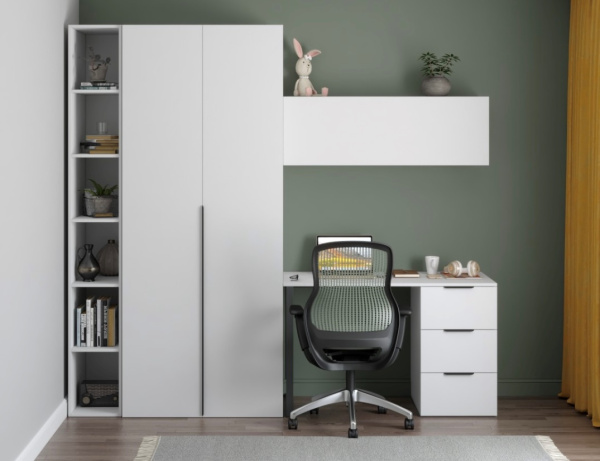 Комплект мебели для школьника Брайт: стеллаж + шкаф + полка + стол 1200 мм