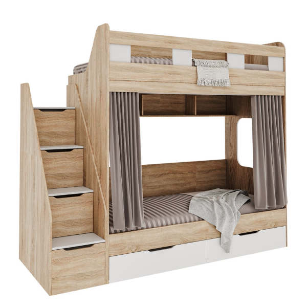 Кровать 2-х ярусная Твинс (дуб сонома + белый) 190х90