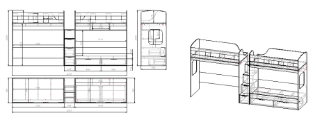 Кровать Квартет 190х90 + шкафы (цвет белый)