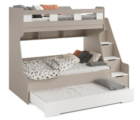 Кровать РУМ 120х200 с доп.спальным местом (корпус велюр + фасады белые)