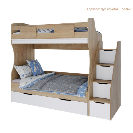 Двухъярусная кровать МИА (графит+дуб золотистый) 180х80 от Династия Kids
