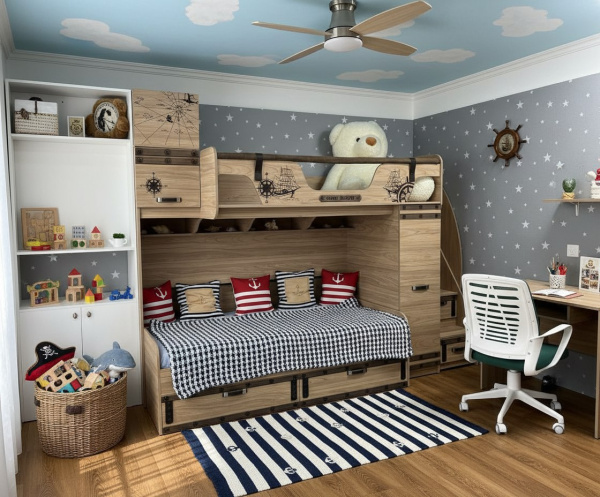 Кровать-чердак 190х80 коллекции Фрегат от Династия Kids