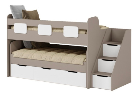 Кровать 2-х ярусная Городок (цвета разные) 190х90 + 180х80 от Династия Kids