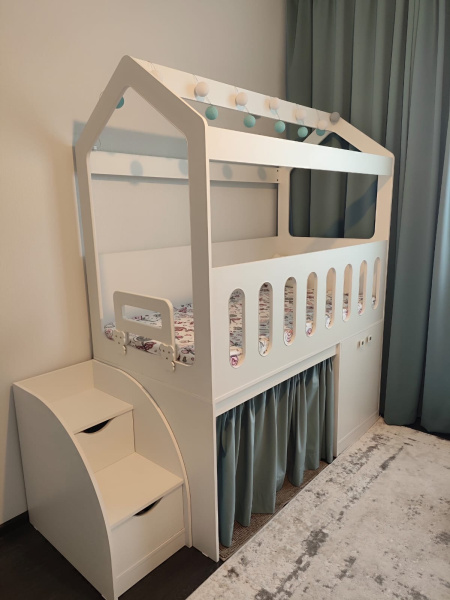 Кровать-чердак Теремок 160х80 (цвет бохо) от Династия Kids