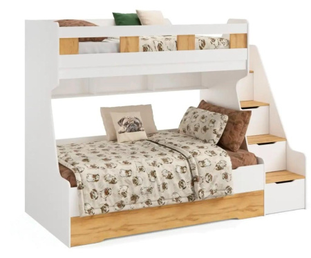 Кровать РУМ 120х200 (корпус дуб золотистый + фасады белые)