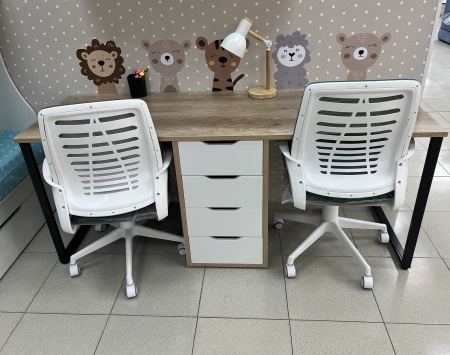 Стол Дуэт 1800 мм (дуб каньон + опоры черные). Столешница 22 мм от Династия Kids