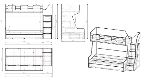 Кровать МЕГА ПРЕМИУМ 120х200 (корпус белый + фасады дуб каньон)