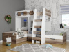 Кровать 3-х ярусная Династия - цвет Белый+Дуб Каньон 190х90