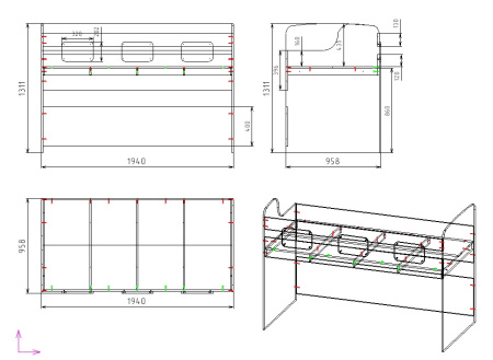 Кровать двухъярусная Городок (бетон пайн + белый) от Династия Kids