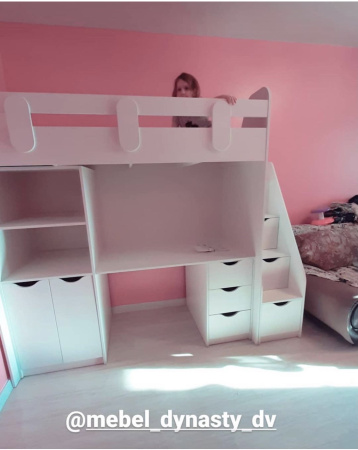 Комплект: Кровать-чердак Уют 180х80 цвет: белый (правый/левый) от Династия Kids