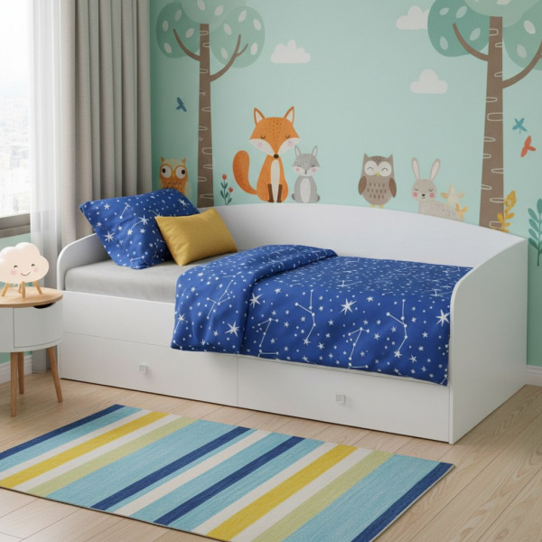 Кровать Умка 190х90 + стеллаж-перегородка для зонирования от Династия Kids