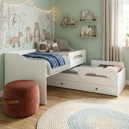 Выдвижная кровать 200х90 Портал + 3 съемных бортика от Династия Kids
