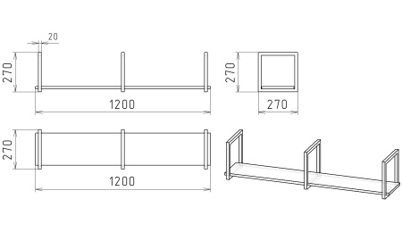 Полка навесная Лофт-1200 (цвет белый)