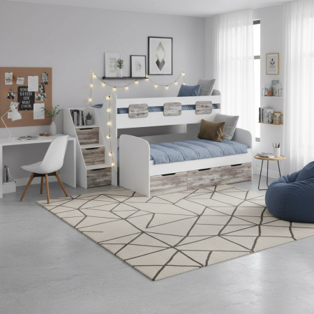 Кровать двухъярусная Городок (бетон пайн + белый) от Династия Kids