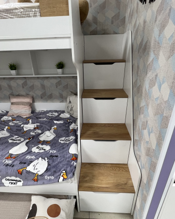 Кровать РУМ 120х200 с доп.спальным местом (корпус велюр + фасады белые)