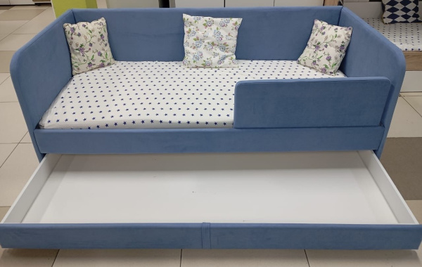 Кровать Nepos Blue 200х90 (велюр Velutto 46 синий)  от Династия Kids