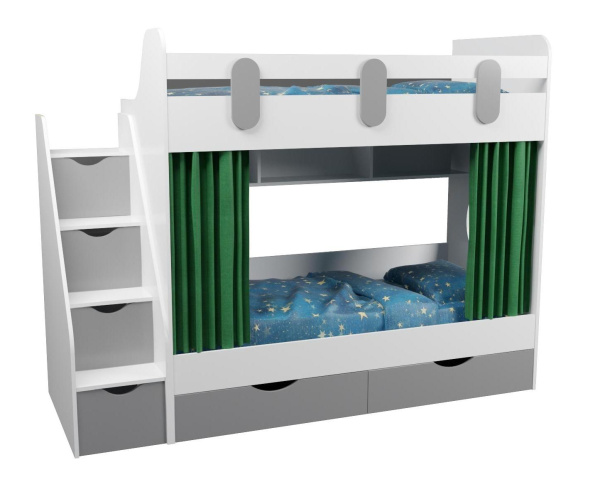 Двухъярусная кровать Фортуна (белый + серебро) 180х80