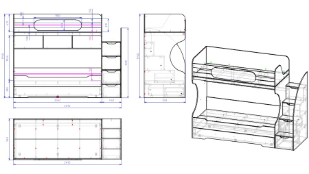 Кровать БИГ (цвет белый) 200х90 от Династия Kids