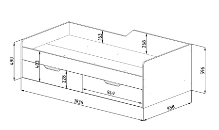 Кровать коллекции Лайт Лофт 190х90 (дуб каньон+белый) от Династия Kids