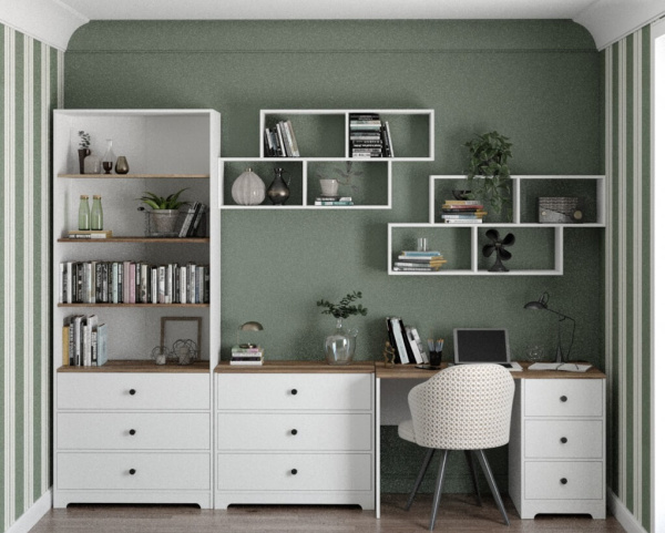 Комплект мебели Норд Каньон (стол + 2 полки + стеллаж + комод)